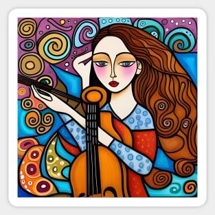 Woman playing a Guitar Sticker